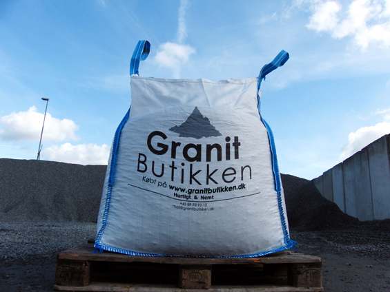 Bigbag med sk&aelig;rver fra Granitbutikken i granit