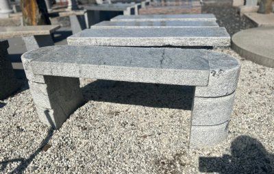 Bænk Oval grå indisk granit
