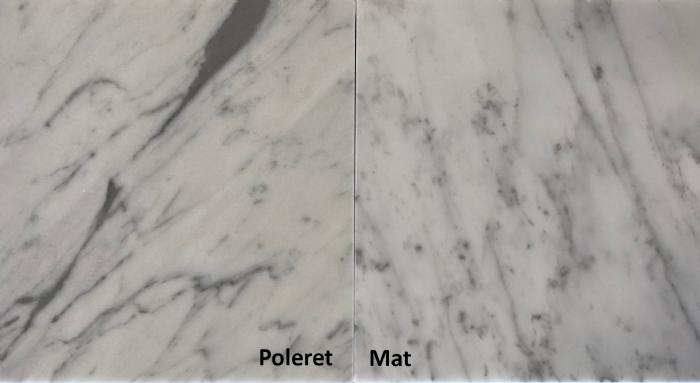 Bianco Carrara marmor 20 mm Poleret overflade Runde bordplader