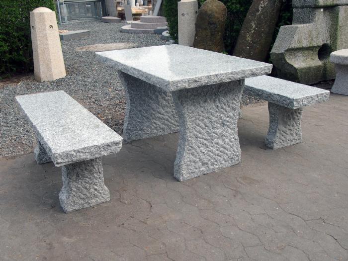 salg af Granitbord med 2 bænke i grå granit "Grethe"
