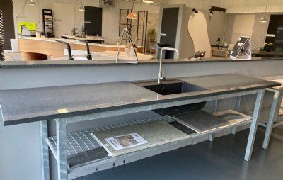 Bordplade gråsort granit m. Blanco vask