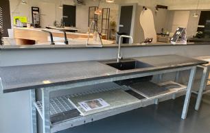 Bordplade gråsort granit m. Blanco vask