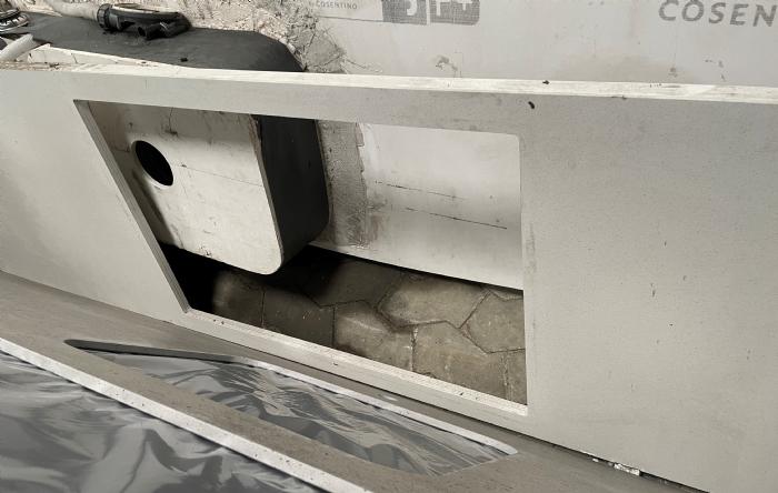 salg af DEKTON bordplade hvid m. udskæring