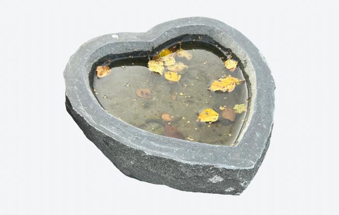 salg af Fuglebad hjerteform poleret