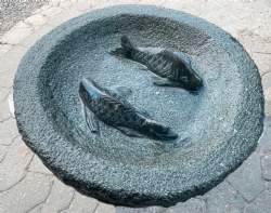 fuglebad med fisk sort
