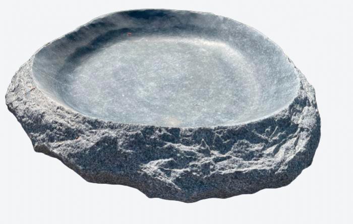salg af Fuglebad naturform gråsort poleret granit