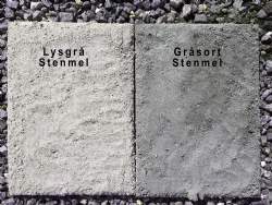 Sammenligning mellem gråsort og lysgrå stenmel