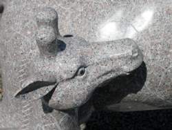 Granit skulptur giraf med kalv