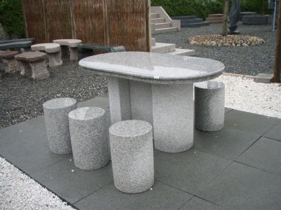 salg af Granit møbelsæt med 6 taburetter