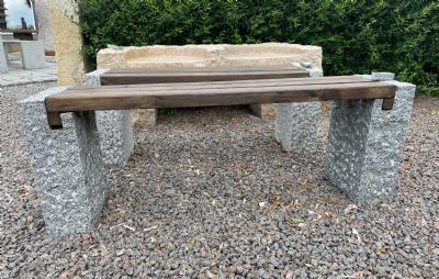 salg af Havebænk sten med planker