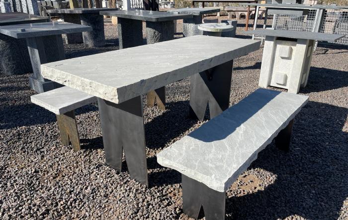 salg af Havemøbelsæt sandsten og corten stål, Kandla Grey