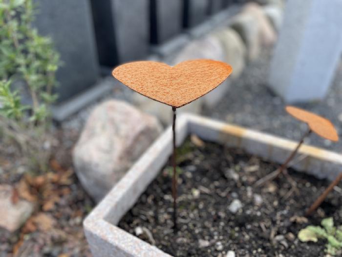salg af hjerte corten flad på pind stor