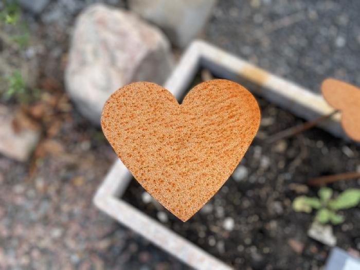 salg af hjerte corten flad på pind stor