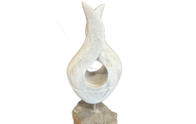 salg af Skulptur på sokkel hvid