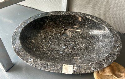 Vask oval blålig granit
