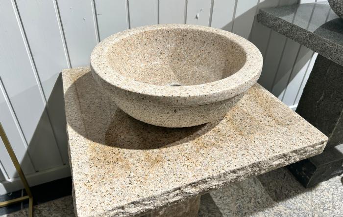 salg af Vaskesøjle gul granit bowl
